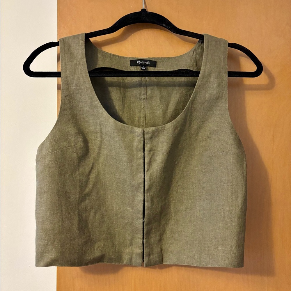 Madewell Scoopneck crop vest linen